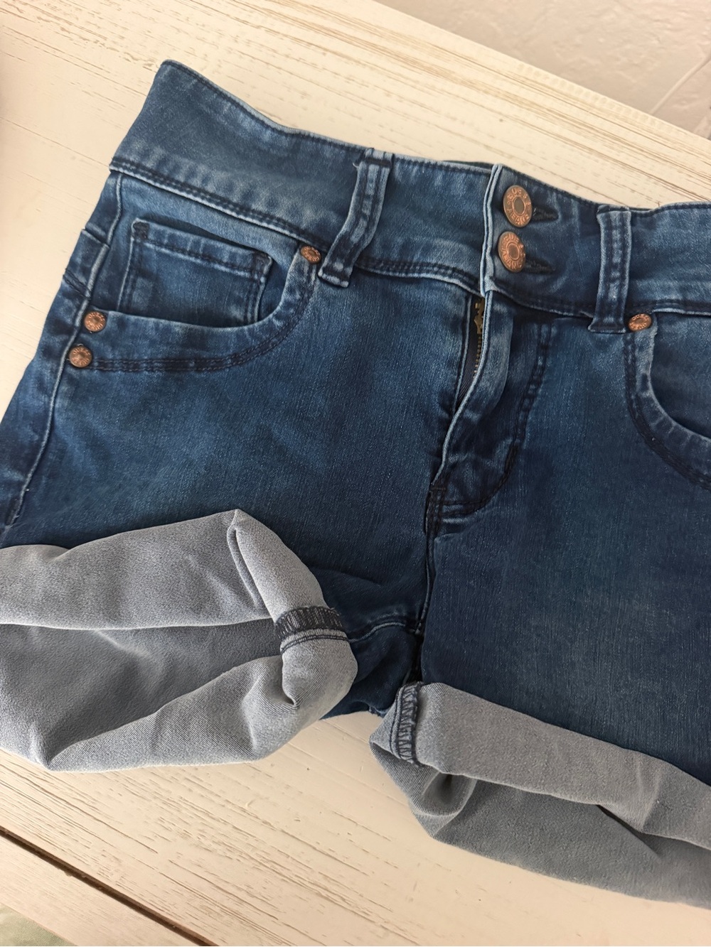 GUESS Classic Dark Blue Women's Roll-Cuff Jeans Shorts